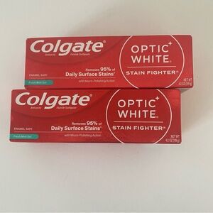 Colgate Optic White Stain Fighter Toothpaste - Fresh Mint Gel , 4.2oz  Pack Of 2